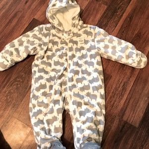 Carters 9m snowsuit grey bears and white